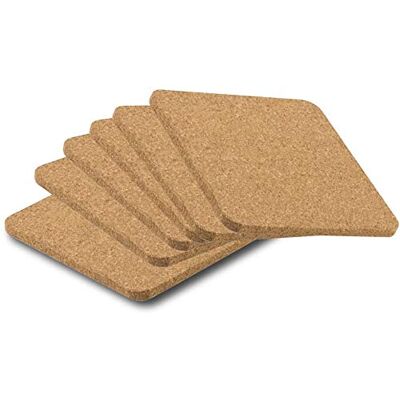 eBuyGB Set of 6 Premium Square Cork Coaster Coasters for Cups/Mugs eBuyGB Set of 6 Premium Square Cork Coaster Coasters for Cups/Mugs