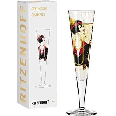 RITZENHOFF Goldnacht No. 27 1071027 Champagne Glass 200 ml Elegant Designer Piece with Real Gold Made in Germany RITZENHOFF Goldnacht No. 27 1071027 Champagne Glass 200 ml Elegant Designer Piece with Real Gold Made in Germany