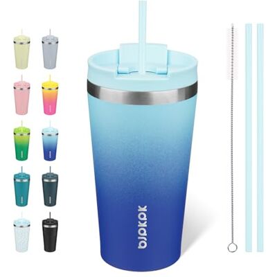BJPKPK 530ml Insulated Tumbler with lid and Straw Stainless Steel Tumblers Travel Coffee Mug Reusable Thermal Cup, Sky BJPKPK 530ml Insulated Tumbler with lid and Straw Stainless Steel Tumblers Travel Coffee Mug Reusable Thermal Cup, Sky