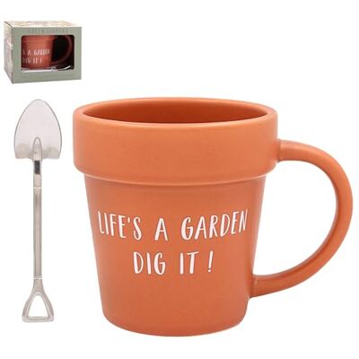 The Leonardo Collection Green Fingers Life's A Garden Mug & Spoon for Hot & Cold Drinks Durable Coffee Cups for Home & Office Easy-to-Hold Coffee Mugs for Beverages & Daily Use The Leonardo Collection Green Fingers Life's A Garden Mug & Spoon for Hot & Cold Drinks Durable Coffee Cups for Home & Office Easy-to-Hold Coffee Mugs for Beverages & Daily Use