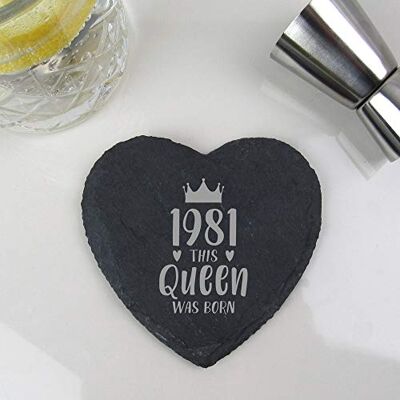 eBuyGB , Placemat 1981 This Queen was Born Heart Coaster Drinks Mat, Slate eBuyGB , Placemat 1981 This Queen was Born Heart Coaster Drinks Mat, Slate