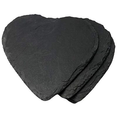 Nitaar Set of 4 Natural Slate Heart Shaped Drink Coasters Ideal for Tea Coffee Mugs, Glasses, Cups Nitaar Set of 4 Natural Slate Heart Shaped Drink Coasters Ideal for Tea Coffee Mugs, Glasses, Cups