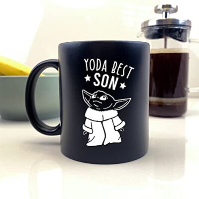 eBuyGB Personalised Coffee Mug, Matt Black Baby Yoda Mug, 350ml Star Wars Themed Tea Cup, Funny Gifts for Son from Mum & Dad (Yoda Best Son) eBuyGB Personalised Coffee Mug, Matt Black Baby Yoda Mug, 350ml Star Wars Themed Tea Cup, Funny Gifts for Son from Mum & Dad (Yoda Best Son)