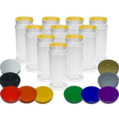 Candy Very Large 2.5L Plastic Jars with choice of lid. Craft, Garage, Kitchen Storage (Baby Blue Lids, 10 Jars) Candy Very Large 2.5L Plastic Jars with choice of lid. Craft, Garage, Kitchen Storage (Baby Blue Lids, 10 Jars)