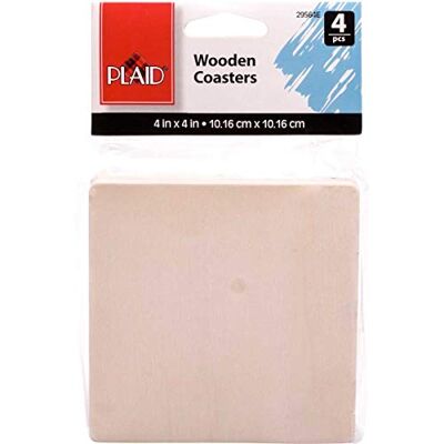 Plaid Wood Surfaces, Coasters Plaid Wood Surfaces, Coasters