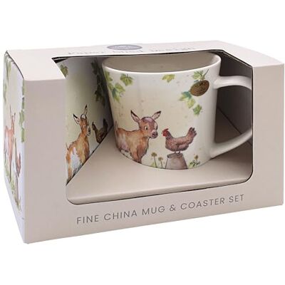 The Leonardo Collection Paper Shed Design Goat & Hen Mug with Coaster The Leonardo Collection Paper Shed Design Goat & Hen Mug with Coaster