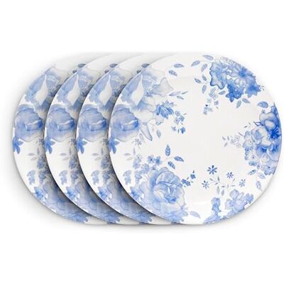 Wade Blue Floral Set of 4 Dinner Plates with Pale Blue & White Floral Pattern, Crafted from Earthenware, UK Designed Heritage Dinnerware, Made in Stoke-on-Trent, 28cm, Blue, WA967037BLU Wade Blue Floral Set of 4 Dinner Plates with Pale Blue & White Floral Pattern, Crafted from Earthenware, UK Designed Heritage Dinnerware, Made in Stoke-on-Trent, 28cm, Blue, WA967037BLU