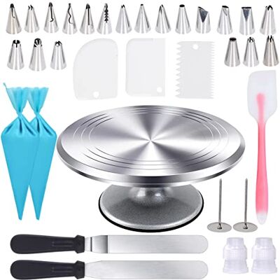Uten Cake Turntable 12 Inch, Cake Stands, Aluminium Cake Decorating Display Stand, 33pcs Cake Decorating Supplies Set, Straight & Offset Spatula, Cream Scraper etc. Baking Tools & Accessories Uten Cake Turntable 12 Inch, Cake Stands, Aluminium Cake Decorating Display Stand, 33pcs Cake Decorating Supplies Set, Straight & Offset Spatula, Cream Scraper etc. Baking Tools & Accessories