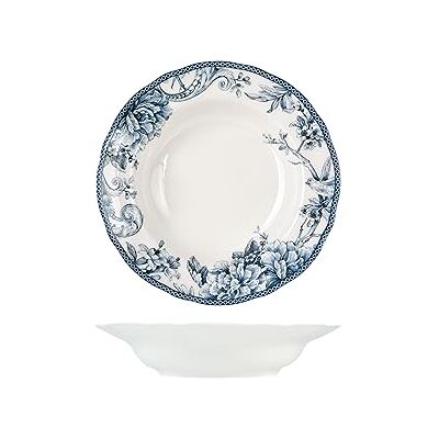 H&H Kensington Set of 6 Soup Plates, Porcelain, Blue and White, 22.5 cm, English Style H&H Kensington Set of 6 Soup Plates, Porcelain, Blue and White, 22.5 cm, English Style