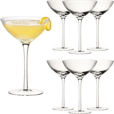 Utopia Hayworth Coupe Glasses 290ml Pack of 6 – Vintage Art Deco Champagne & Cocktail Coupe Glass Set – Handmade Soda Lime Glass Barware for Prosecco Martinis & Desserts Utopia Hayworth Coupe Glasses 290ml Pack of 6 – Vintage Art Deco Champagne & Cocktail Coupe Glass Set – Handmade Soda Lime Glass Barware for Prosecco Martinis & Desserts