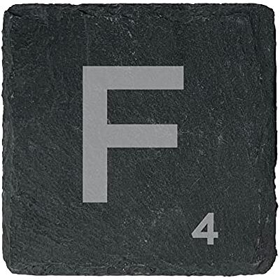 eBuyGB Scrabble Drinks Coasters, Square Slate Coaster, Individual Alphabet Letters, Scrabble Tiles with Score Marks Personalise Your Own Scrabble Words (F) eBuyGB Scrabble Drinks Coasters, Square Slate Coaster, Individual Alphabet Letters, Scrabble Tiles with Score Marks Personalise Your Own Scrabble Words (F)