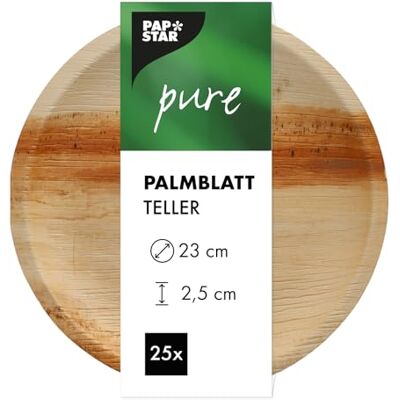 Papstar 25 Plates Palm Leaf Pure Round Diameter 23 cm 2.5 cm Natural Papstar 25 Plates Palm Leaf Pure Round Diameter 23 cm 2.5 cm Natural