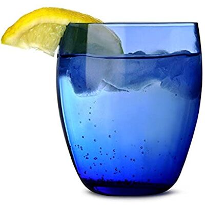 Artis Blue Glass Lowball Tumblers, 350ml, Set of 4 Artis Blue Glass Lowball Tumblers, 350ml, Set of 4