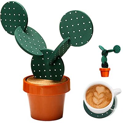 Sirensky Cactus Coasters Set for Drinks of 6 Pieces,Funny Coasters Cactus Gift with Flowerpot Holder for Home Office Bar Decor Sirensky Cactus Coasters Set for Drinks of 6 Pieces,Funny Coasters Cactus Gift with Flowerpot Holder for Home Office Bar Decor