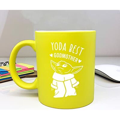 eBuyGB Personalised Coffee Mug, Neon Yellow Baby Yoda Mug, 310ml Star Wars Themed Tea Cup, Funny Gifts for Godparents (Yoda Best Godmother) eBuyGB Personalised Coffee Mug, Neon Yellow Baby Yoda Mug, 310ml Star Wars Themed Tea Cup, Funny Gifts for Godparents (Yoda Best Godmother)