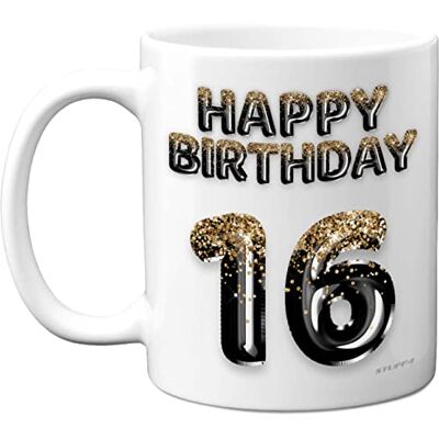 Stuff4 16th Birthday Gift for Boys Black Gold Glitter Balloons Happy Birthday Mug Present for 16 Year Old Son Brother Grandson Cousin Friend, 11oz Ceramic Dishwasher Safe Coffee Mugs Cup Stuff4 16th Birthday Gift for Boys Black Gold Glitter Balloons Happy Birthday Mug Present for 16 Year Old Son Brother Grandson Cousin Friend, 11oz Ceramic Dishwasher Safe Coffee Mugs Cup