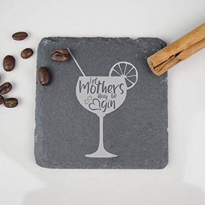 eBuyGB Square Slate, Let Gin', Mothers Day Gift, Engraved Drinks Coaster, Stoneware eBuyGB Square Slate, Let Gin', Mothers Day Gift, Engraved Drinks Coaster, Stoneware