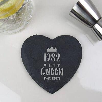 eBuyGB Engraved Heart Slate Coaster -1983 This Queen was Born Design 30th Birthday Gifts for Women, Her Thirtieth Birthday Gift for Mum, Sister, Auntie, Friend Drinks Mat, Placemat eBuyGB Engraved Heart Slate Coaster -1983 This Queen was Born Design 30th Birthday Gifts for Women, Her Thirtieth Birthday Gift for Mum, Sister, Auntie, Friend Drinks Mat, Placemat