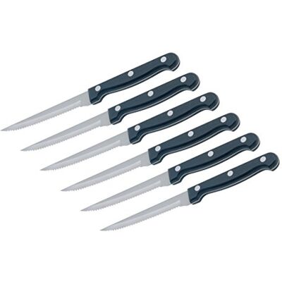 KitchenCraft Steak Knives, in Gift Box, Stainless Steel, 22 cm, Set of 6, Black KitchenCraft Steak Knives, in Gift Box, Stainless Steel, 22 cm, Set of 6, Black