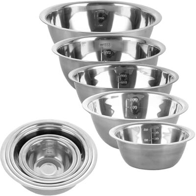ASelected 5 Piece Stainless Steel Mixing Bowl Set with Measurement Markers,5 Sizes Multipurpose Soup Basin Space Saving Nesting Bowls for Baking Cooking Serving Food/Salad(0.5L,0.9L,1.6L,2.1L,2.6L) ASelected 5 Piece Stainless Steel Mixing Bowl Set with Measurement Markers,5 Sizes Multipurpose Soup Basin Space Saving Nesting Bowls for Baking Cooking Serving Food/Salad(0.5L,0.9L,1.6L,2.1L,2.6L)