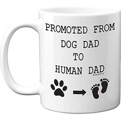 Stuff4 Promoted from Dog Dad to Human Dad Mug, 11oz Ceramic Dishwasher Safe Premium Mugs, Baby Shower Gifts, New Gifts, New Parents to Be Mum and White Stuff4 Promoted from Dog Dad to Human Dad Mug, 11oz Ceramic Dishwasher Safe Premium Mugs, Baby Shower Gifts, New Gifts, New Parents to Be Mum and White