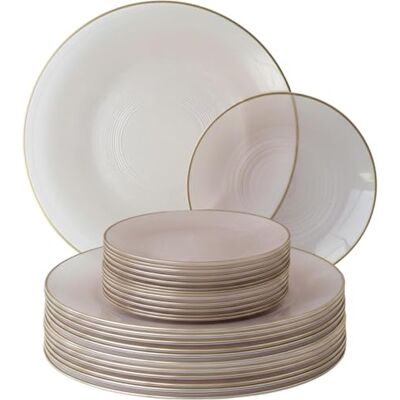 Playlearn Luxia 20Pcs Plastic Plate Set with Decorative Infinity Pink & Gold Rim– Reusable 10 Dinner and 10 Dessert Plates Set Hard (Infinity Pink & Gold) Playlearn Luxia 20Pcs Plastic Plate Set with Decorative Infinity Pink & Gold Rim– Reusable 10 Dinner and 10 Dessert Plates Set Hard (Infinity Pink & Gold)