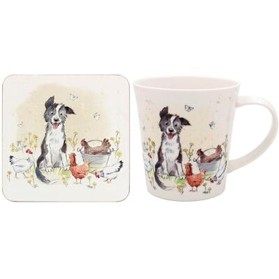 The Leonardo Collection Paper Shed Design Collie & Hens Mug with Coaster The Leonardo Collection Paper Shed Design Collie & Hens Mug with Coaster