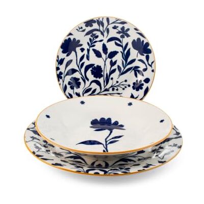 H&H Royal Petals 18 Piece Porcelain Dinner Set 6 Dinner Plates 27cm, 6 x 27cm Bases, 6 x Fruit 19 cm Wing Shape Dishwasher and Microwave Safe H&H Royal Petals 18 Piece Porcelain Dinner Set 6 Dinner Plates 27cm, 6 x 27cm Bases, 6 x Fruit 19 cm Wing Shape Dishwasher and Microwave Safe