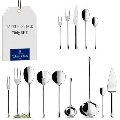 Villeroy & Boch Udine Cutlery for up to 12 People, 70 Pieces, Stainless Steel Villeroy & Boch Udine Cutlery for up to 12 People, 70 Pieces, Stainless Steel