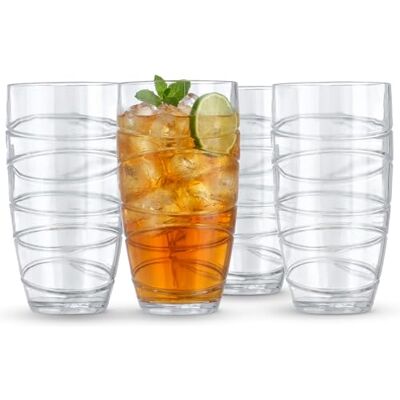 LIVIVO Set of 4 Clear Plastic Tumblers 600ml Acrylic Plastic Glasses Reusable, Stackable Design, BPA Free Plastic Tumblers for Adults and Kids, Reusable Plastic Cups for Outdoor Picnic Drinking LIVIVO Set of 4 Clear Plastic Tumblers 600ml Acrylic Plastic Glasses Reusable, Stackable Design, BPA Free Plastic Tumblers for Adults and Kids, Reusable Plastic Cups for Outdoor Picnic Drinking