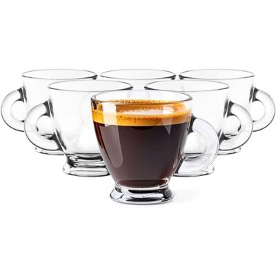 Glasmark KROSNO 1992 Set of 6 Espresso Glasses 85ml with Handle Small Coffee Cups for Espresso and Ristretto Home Restaurant and Hotel Dishwasher Safe Roma Glasmark KROSNO 1992 Set of 6 Espresso Glasses 85ml with Handle Small Coffee Cups for Espresso and Ristretto Home Restaurant and Hotel Dishwasher Safe Roma