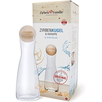 Zirben Familie Original ZirbenKugel Set Spiegelau Edition • 1 Litre Glass Carafe from Spiegelau with Naturally Scented Pine Ball with Engraving of The ZirbenFamilie Known from Specialist Trade and The Hotel Zirben Familie Original ZirbenKugel Set Spiegelau Edition • 1 Litre Glass Carafe from Spiegelau with Naturally Scented Pine Ball with Engraving of The ZirbenFamilie Known from Specialist Trade and The Hotel