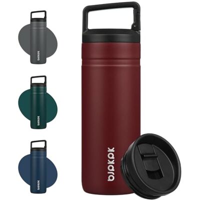 BJPKPK Insulated Water Bottle with 2 Lids,600ml Double Wall Stainless Steel Vacuum Tumbler Travel Coffee Mug,Wide Mouth Thermal Cup,Cinnabar Red BJPKPK Insulated Water Bottle with 2 Lids,600ml Double Wall Stainless Steel Vacuum Tumbler Travel Coffee Mug,Wide Mouth Thermal Cup,Cinnabar Red