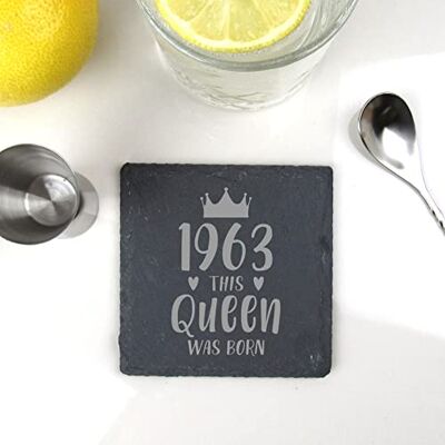 eBuyGB Engraved Square Slate Coaster -1963 This Queen was Born Design 60th Birthday Gifts for Women, Her Sixtieth Birthday Gift for Grandma, Mum, Sister, Auntie, Friend Drinks Mat, Placemat eBuyGB Engraved Square Slate Coaster -1963 This Queen was Born Design 60th Birthday Gifts for Women, Her Sixtieth Birthday Gift for Grandma, Mum, Sister, Auntie, Friend Drinks Mat, Placemat