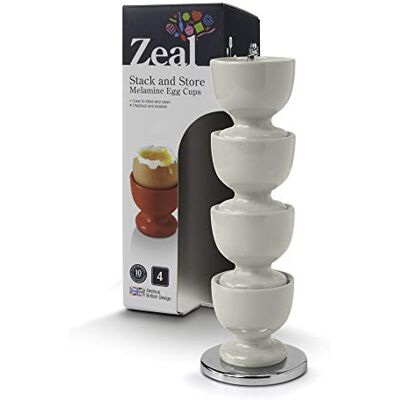 Zeal G267A Egg Cups, Stack and Store Set of 4 with Chrome Storage and Carry Stand with Gift Box, Cream Zeal G267A Egg Cups, Stack and Store Set of 4 with Chrome Storage and Carry Stand with Gift Box, Cream