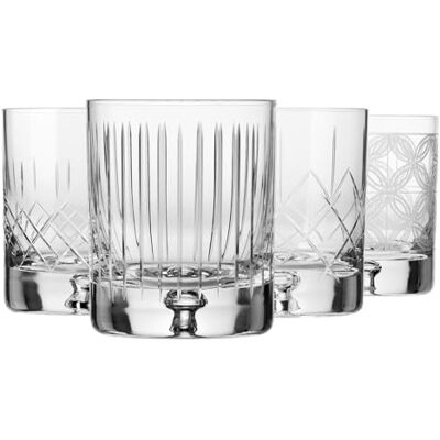 Krosno – Whiskey, Bourbon & Scotch Glasses 250 ml – Set of 4 – Saga Collection – 4 Different Sizes – Handcrafted – Cut Crystal Glass – Ideal as a Gift, Petit Krosno – Whiskey, Bourbon & Scotch Glasses 250 ml – Set of 4 – Saga Collection – 4 Different Sizes – Handcrafted – Cut Crystal Glass – Ideal as a Gift, Petit