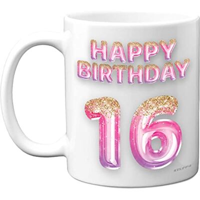 Stuff4 16th Birthday Gift for Girls Pink Purple Glitter Balloons Happy Birthday Mug Present for 16 Year Old Daughter Sister Granddaughter Cousin Friend, 11oz Ceramic Dishwasher Safe Coffee Mugs Cup Stuff4 16th Birthday Gift for Girls Pink Purple Glitter Balloons Happy Birthday Mug Present for 16 Year Old Daughter Sister Granddaughter Cousin Friend, 11oz Ceramic Dishwasher Safe Coffee Mugs Cup