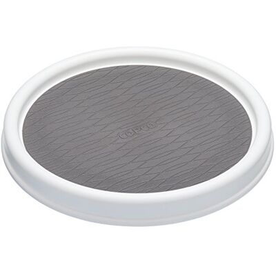 Copco Basics Plastic Lazy Susan-Style Kitchen Worktop and Shelf Organiser, 23 cm, White/Grey Copco Basics Plastic Lazy Susan-Style Kitchen Worktop and Shelf Organiser, 23 cm, White/Grey