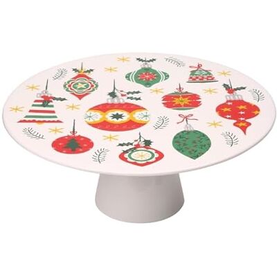 Dexam Christmas Baubles Cake Stand, White Dexam Christmas Baubles Cake Stand, White