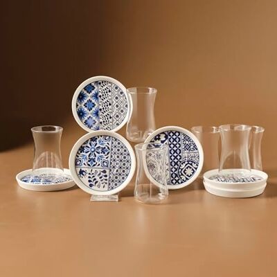 KARACA Portela 12 Piece Bone China Turkish Tea Set for 6 People 170ml Tea Glasses with Decorative Saucers, Traditional Turkish Tea Serving Set, Dishwasher Safe KARACA Portela 12 Piece Bone China Turkish Tea Set for 6 People 170ml Tea Glasses with Decorative Saucers, Traditional Turkish Tea Serving Set, Dishwasher Safe