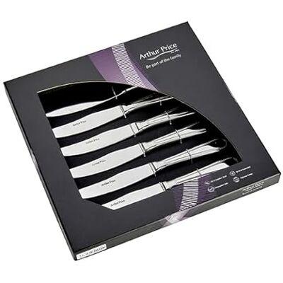 Arthur Price Every Day Bead Steak Knives, Stainless Steel, Silver, 26.4 x 26.6 x 4 cm Arthur Price Every Day Bead Steak Knives, Stainless Steel, Silver, 26.4 x 26.6 x 4 cm