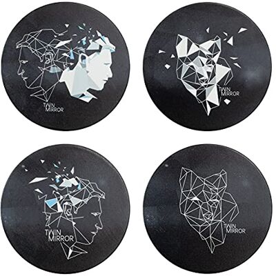 Gaya Entertainment Twin Mirror Coaster Set "Line Art Gaya Entertainment Twin Mirror Coaster Set "Line Art