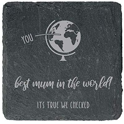 eBuyGB Mothers Day Gift, Birthday Present Best Mum in The World', Square Slate Coaster eBuyGB Mothers Day Gift, Birthday Present Best Mum in The World', Square Slate Coaster