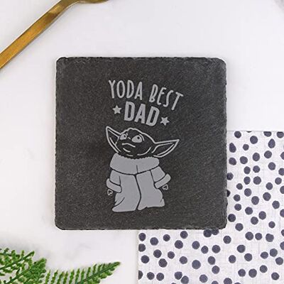 eBuyGB Personalised Square Slate Coaster, Baby Yoda Best Dad, Father's Day Gift, Birthday Present, Engraved Drinks Coaster eBuyGB Personalised Square Slate Coaster, Baby Yoda Best Dad, Father's Day Gift, Birthday Present, Engraved Drinks Coaster
