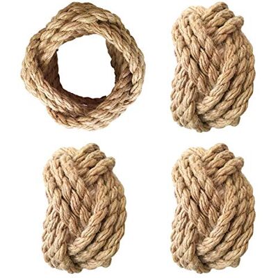 KPAVIR Set of 4 Handmade Jute Napkin Rings – Rustic Farmhouse Napkin Holders, Natural Burlap Rope Napkin Rings for Dining Table, Wedding & Party Table Decor (Natural) KPAVIR Set of 4 Handmade Jute Napkin Rings – Rustic Farmhouse Napkin Holders, Natural Burlap Rope Napkin Rings for Dining Table, Wedding & Party Table Decor (Natural)