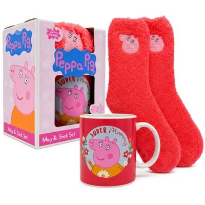 Papillon Collection HOX Peppa Pig Super Mummy Mug & Pink Socks Gift Set Novelty Mummy Pig Mug & Fluffy Crew Socks Gift for Mothers Day or Christmas, 11oz Papillon Collection HOX Peppa Pig Super Mummy Mug & Pink Socks Gift Set Novelty Mummy Pig Mug & Fluffy Crew Socks Gift for Mothers Day or Christmas, 11oz