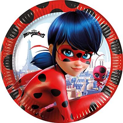 Procos 93444 Miraculous Ladybug Party Plates Size 23 cm Pack of 8 Disposable Paper Plates Children's Birthday Party Tableware FSC, Multicoloured Procos 93444 Miraculous Ladybug Party Plates Size 23 cm Pack of 8 Disposable Paper Plates Children's Birthday Party Tableware FSC, Multicoloured