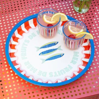Talking Tables Large Round Serving Tray Sardine Fish Design 30cm Tin Talking Tables Large Round Serving Tray Sardine Fish Design 30cm Tin