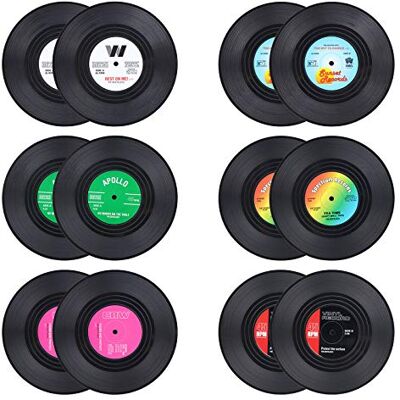 BEEK 12PCS Retro Vinyl CD Record Coasters Drink Cup Mat Placemats Non-Slip Insulated Coffee Drink Mat BEEK 12PCS Retro Vinyl CD Record Coasters Drink Cup Mat Placemats Non-Slip Insulated Coffee Drink Mat
