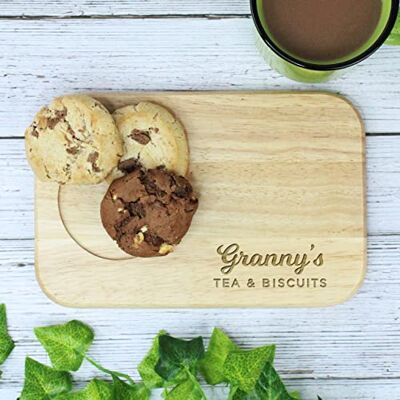 eBuyGB Granny's Tea & Biscuits Board, Wooden Treat Board, Snack Tray, for Granny, Birthday Gifts for Her, Brown eBuyGB Granny's Tea & Biscuits Board, Wooden Treat Board, Snack Tray, for Granny, Birthday Gifts for Her, Brown